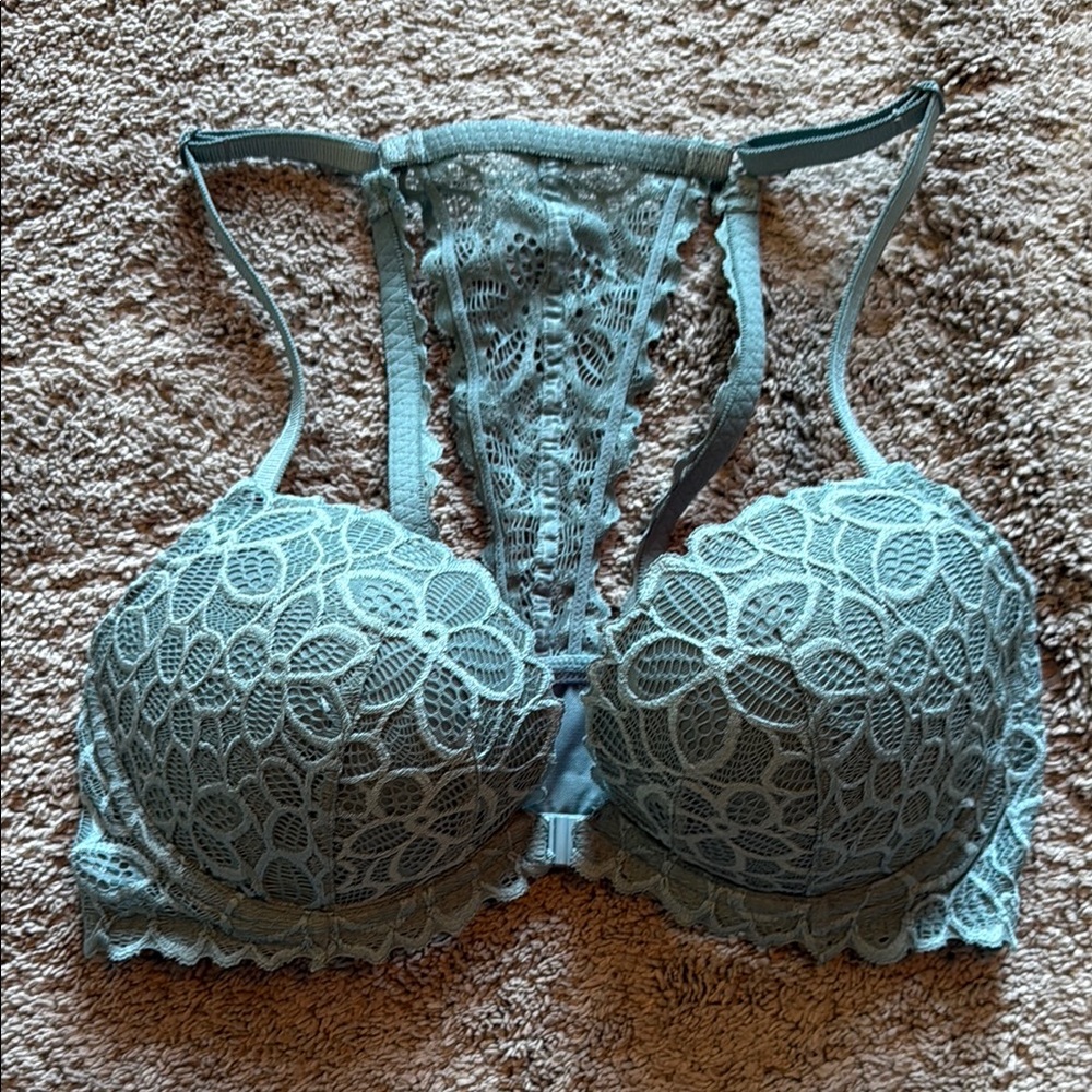 PINK Victorias Secret Lace Bralette in Blue Gray